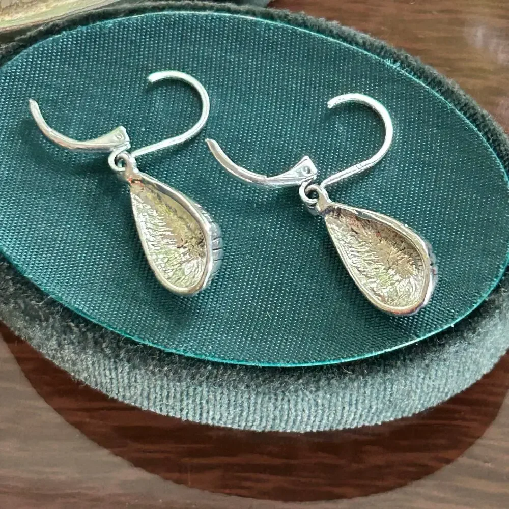 Vintage Sterling Silver 925 Teardrop Dangle Earrings – Textured Drop Design